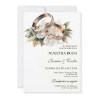 White Floral engagement rings Spanish Wedding Invi