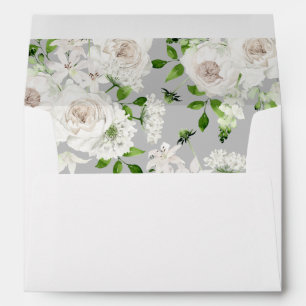 White Floral Envelope 2 - Grey