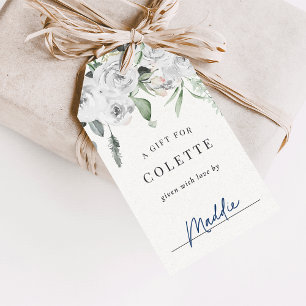 White Floral Eucalyptus Bridal Shower Display Gift Tags