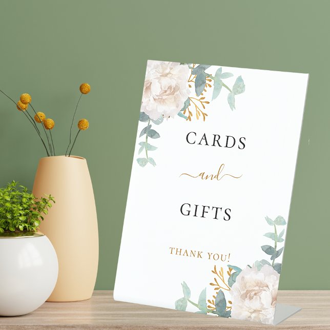 White floral eucalyptus cards gifts sign (Creator Uploaded)