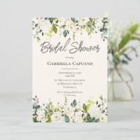 White Floral Eucalyptus Modern Bridal Shower