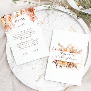 White Floral Fall Baby Shower Books For Baby Enclosure Card