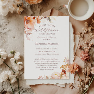 White Floral Fall Little Wildflower Baby Shower Invitation