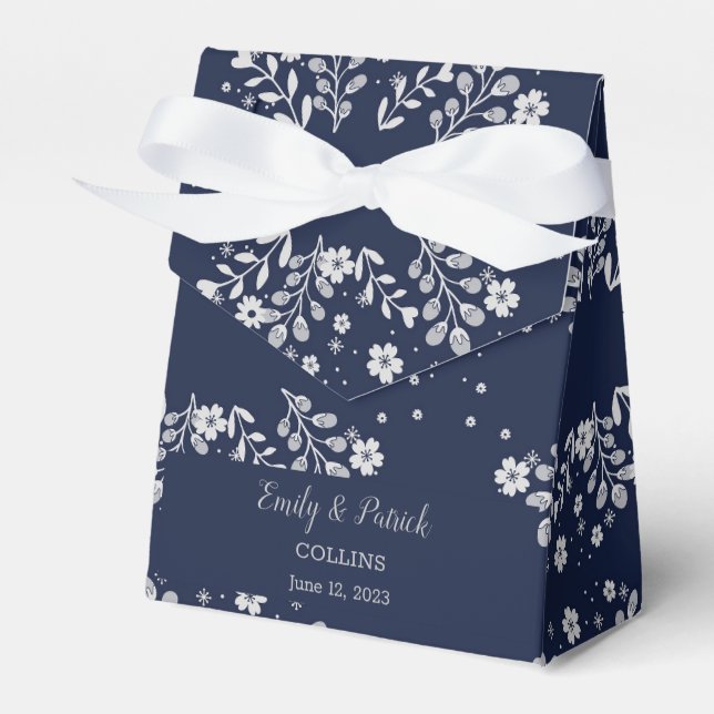 White Floral Favour Box (Front Side)