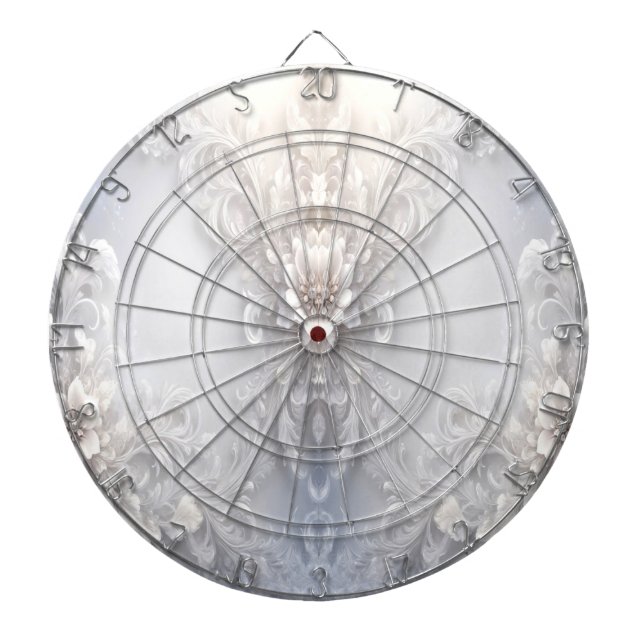 White Floral Flourish Dartboard (Front)