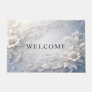White Floral Flourish Doormat
