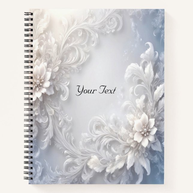 White Floral Flourish Notebook (Front)