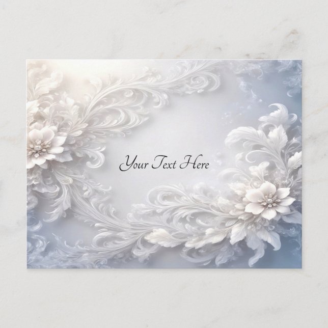 White Floral Flourish Postcard (Front)