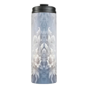 White Floral Flourish Thermal Tumbler