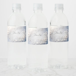 White Floral Flourish Water Bottle Label