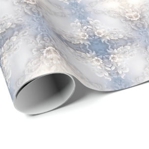 White Floral Flourish Wrapping Paper