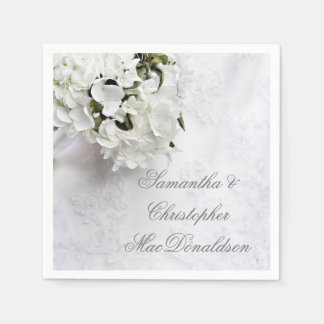 White floral flower bouquet wedding napkin