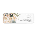 White Floral  Font Return Address Label<br><div class="desc">We designed this White Floral return address label to complete your rustic dark tropical wedding. With its bohemian watercolor greenery to its modern boho winter flowers, including protea, dahlia, and dried lotus, the design is sure to set off your moody, minimalist green and white theme. Change the text and add...</div>