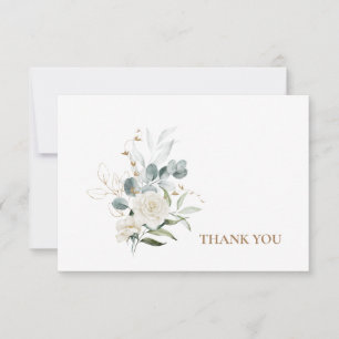 White Floral Funeral Bereavement Modern Font Thank You Card