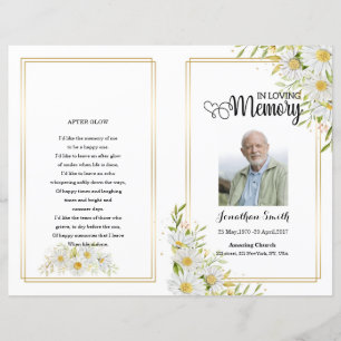 White floral Funeral Program template