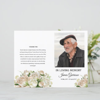 White Floral Funeral Program Template