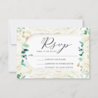 White Floral Garden Nuestra Boda Wedding RSVP