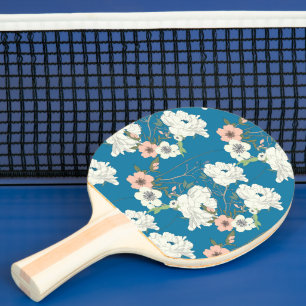 White Floral Garden Pattern Ping Pong Paddle