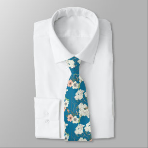 White Floral Garden Pattern Tie