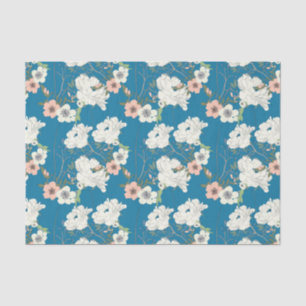 White Floral Garden Pattern Tissue Paper