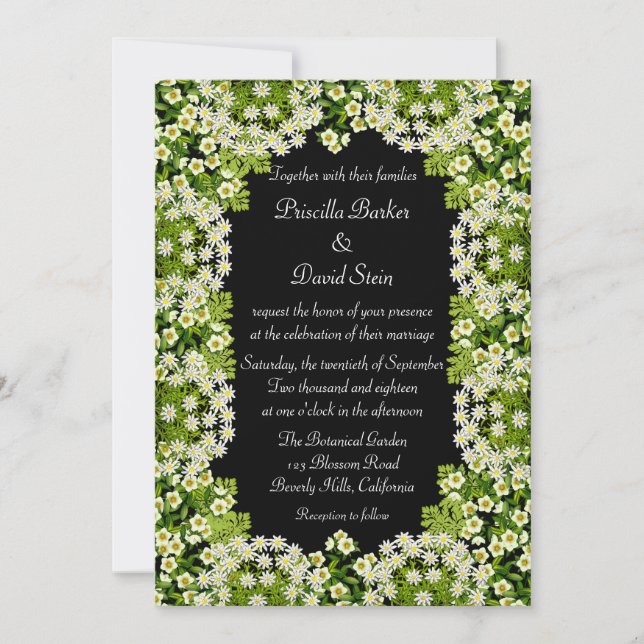 White Floral Garden Wedding Invitation (Front)