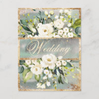 White Floral Gold Botanical Cream Ivory Wedding 