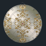 White Floral Gold Ornate Dartboard<br><div class="desc">Beautiful White Floral Gold Ornate Dartboard</div>