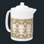 White Floral Gold Ornate Teapot<br><div class="desc">Beautiful White Floral Gold Ornate Teapot</div>