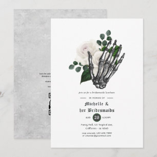 White Floral Gothic Bridesmaids Luncheon Invitation