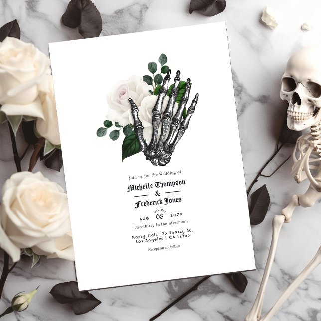 White Floral Gothic Wedding QR Code Invitation (Creator Uploaded)