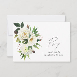 White Floral & Greenery 2 with Meal RSVP Card