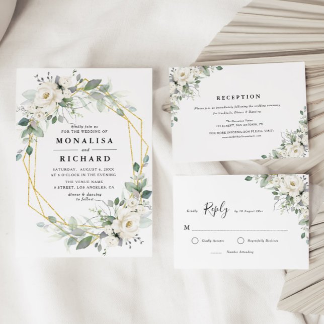 White floral greenery foliage RSVP card (Creator Uploaded)