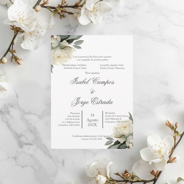 White floral Greenery Wedding Invitation (Creator Uploaded)
