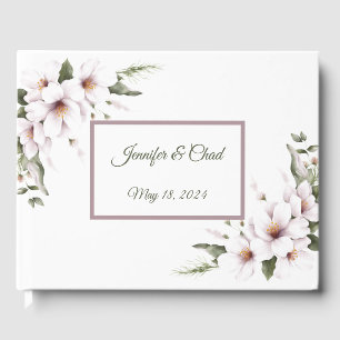 White Floral Guest Book