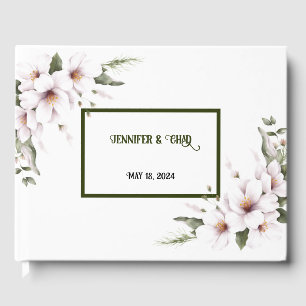 White Floral Guest Book