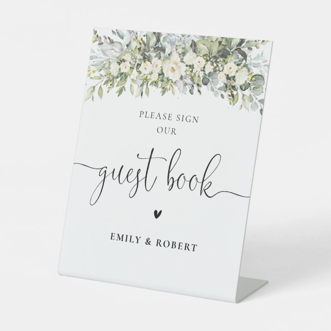 White Floral Guest Book Sign (Front)