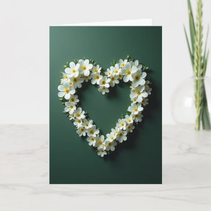 White Floral Heart Romance Card