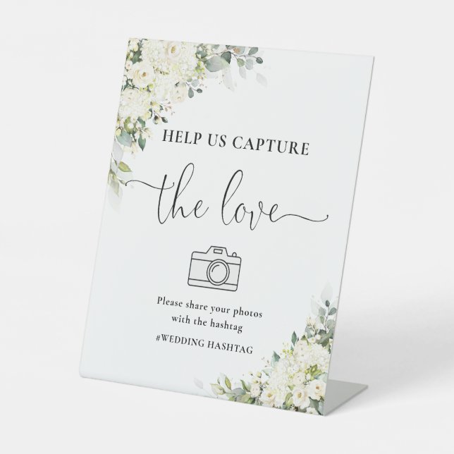 White Floral Help Us Capture The Love Sign (Front)