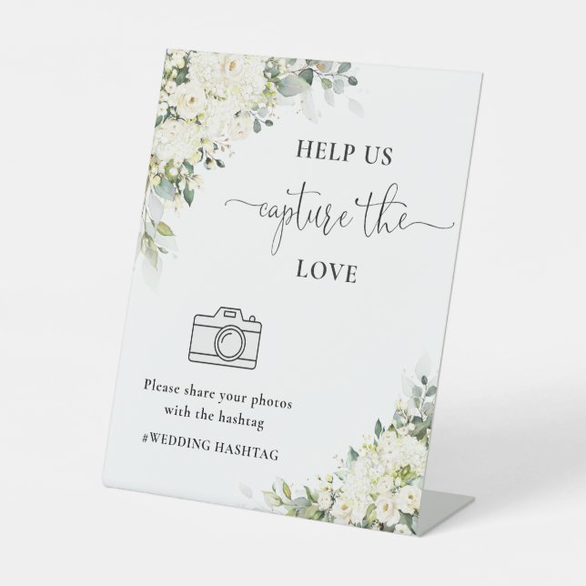 White Floral Help Us Capture The Love Sign (Front)