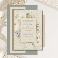 White Floral Hydrangea Roses Gold Cream Wedding