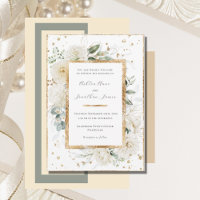 White Floral Hydrangea Roses Gold Elegant Wedding