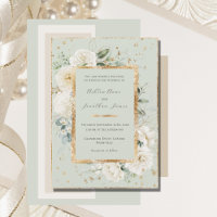 White Floral Hydrangea Roses Gold Green Wedding