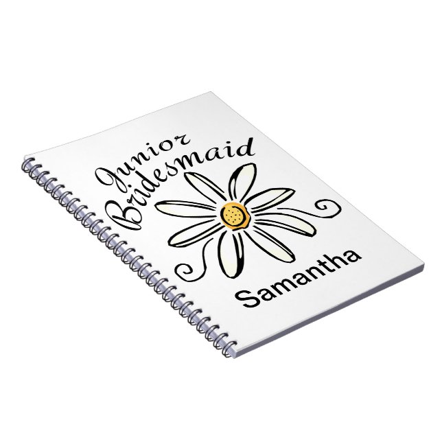 White Floral Junior Bridesmaid Spiral Notebook (Right Side)