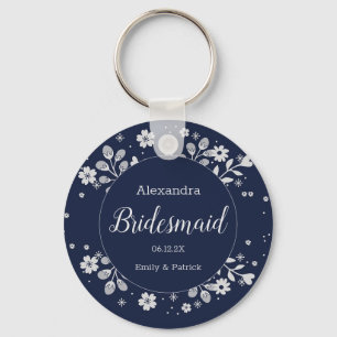 White Floral Key Ring