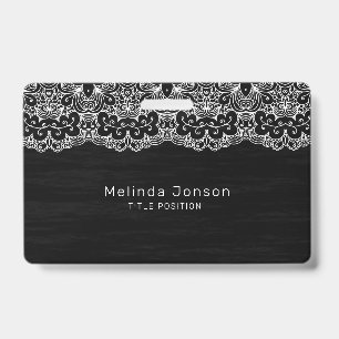 White Floral Lace ID Badge