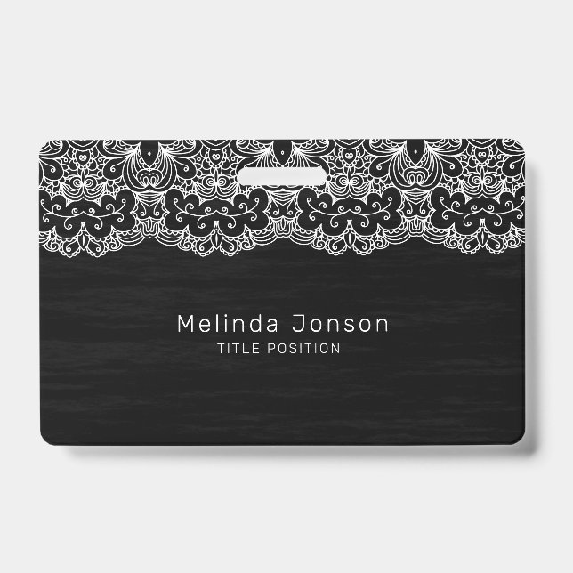 White Floral Lace ID Badge (Front)