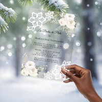 White Floral Lace Invitación Bodas de Plata