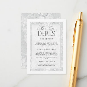 White Floral Lace Wedding Details Enclosure Card