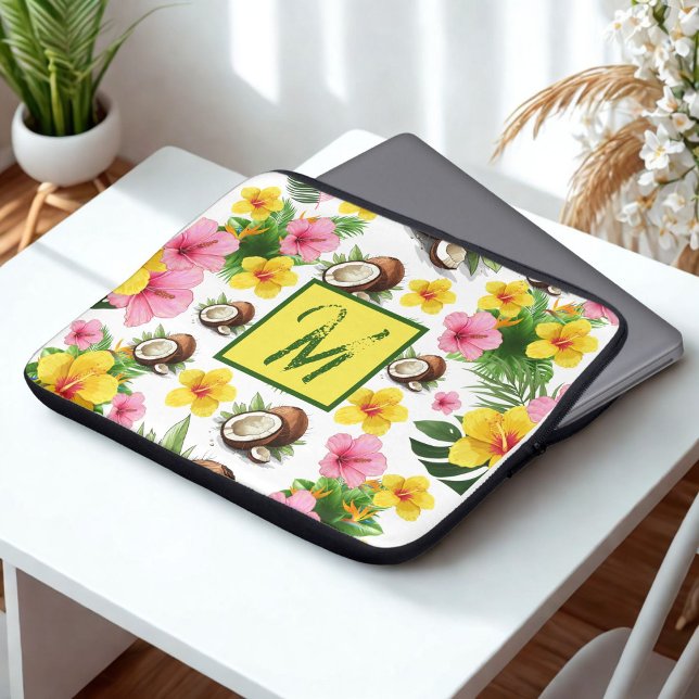 White Floral Laptop Sleeve (Creator Uploaded)