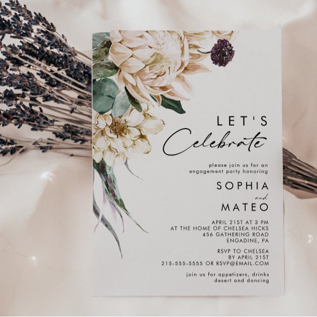 White Floral Let's Celebrate Invitation (Creator Uploaded)